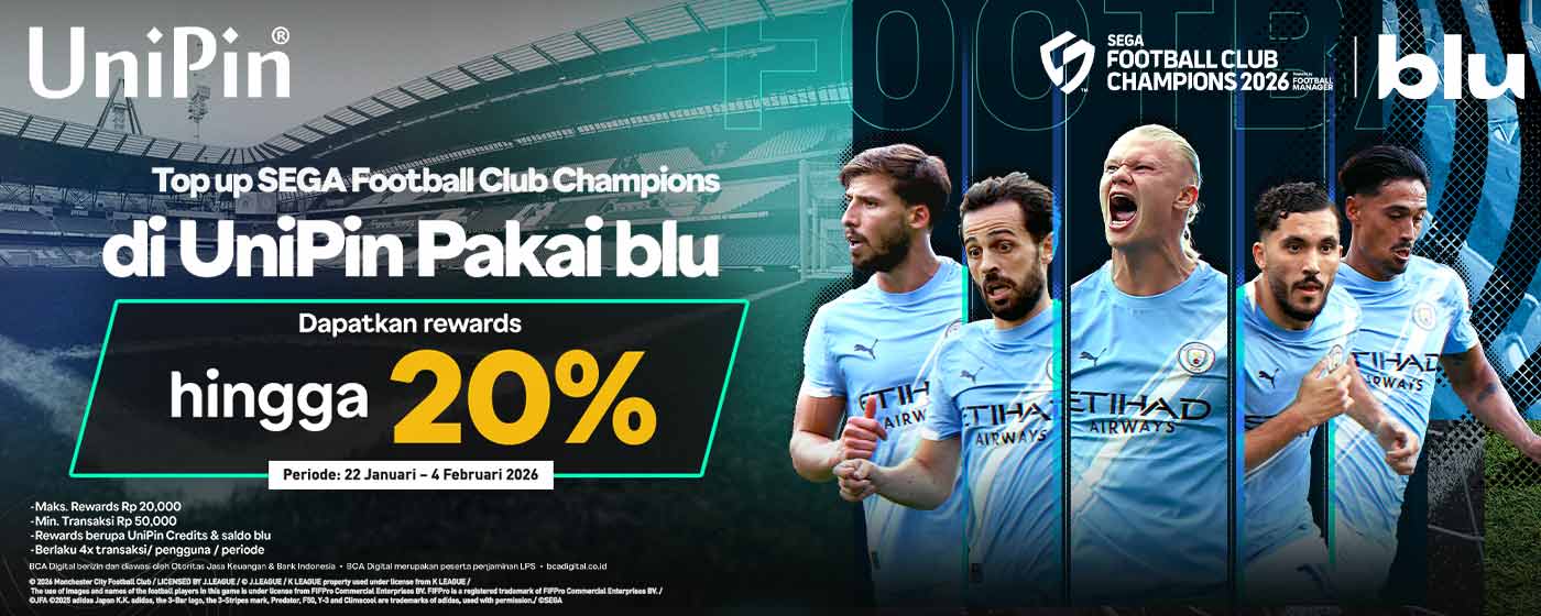 Main SEGA Football Club Champions Lebih Seru! Top Up di UniPin Pakai blu & Dapatkan Rewards hingga 20%